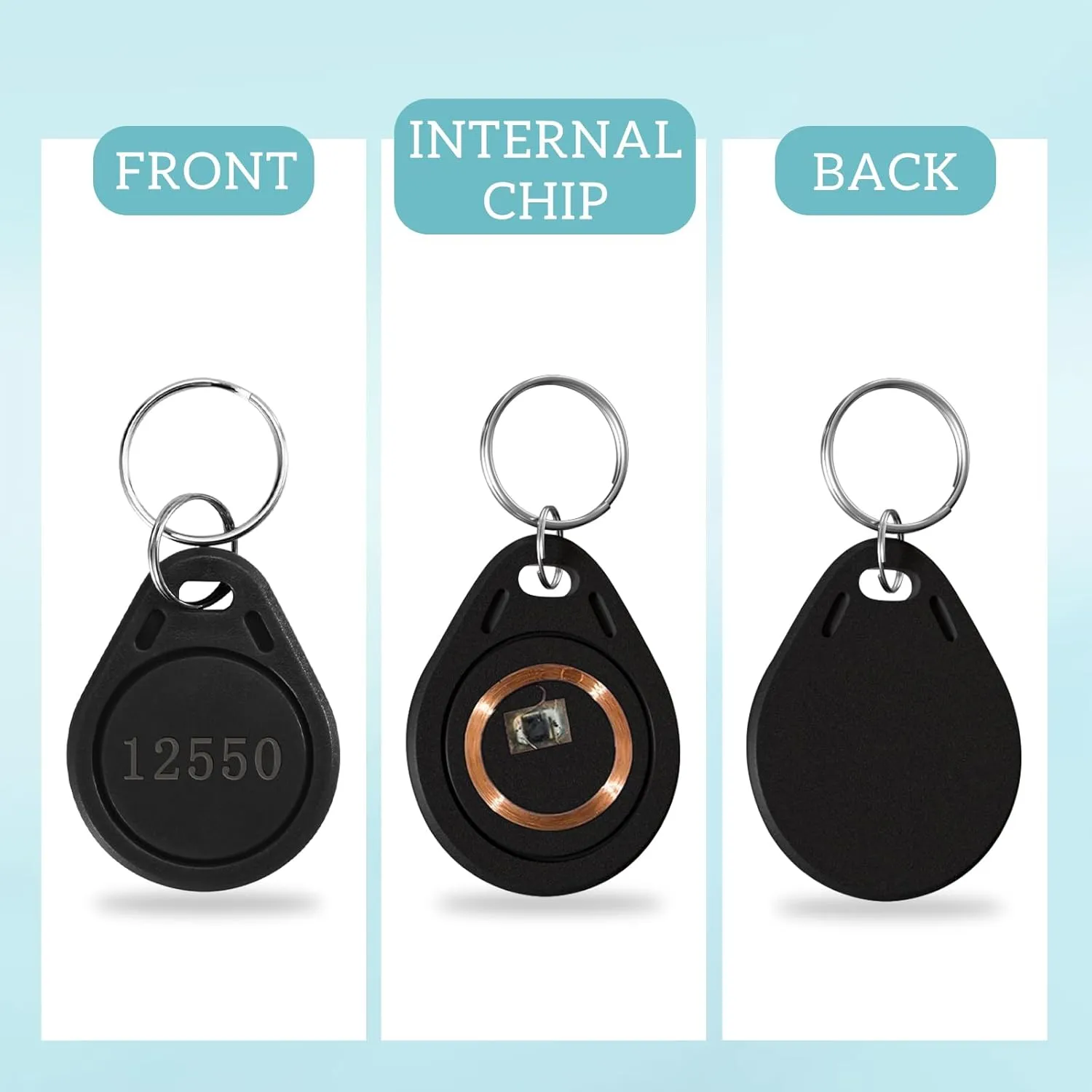 10 pcs 26 Bit Key Fobs Black RFID Keyfobs Writable Proximity Fob 125kHz Prox Cards Compatable with ISOProx 1386 1326 1346 H10301 Format Readers, Works with Vast Majority of Access Control Systems
