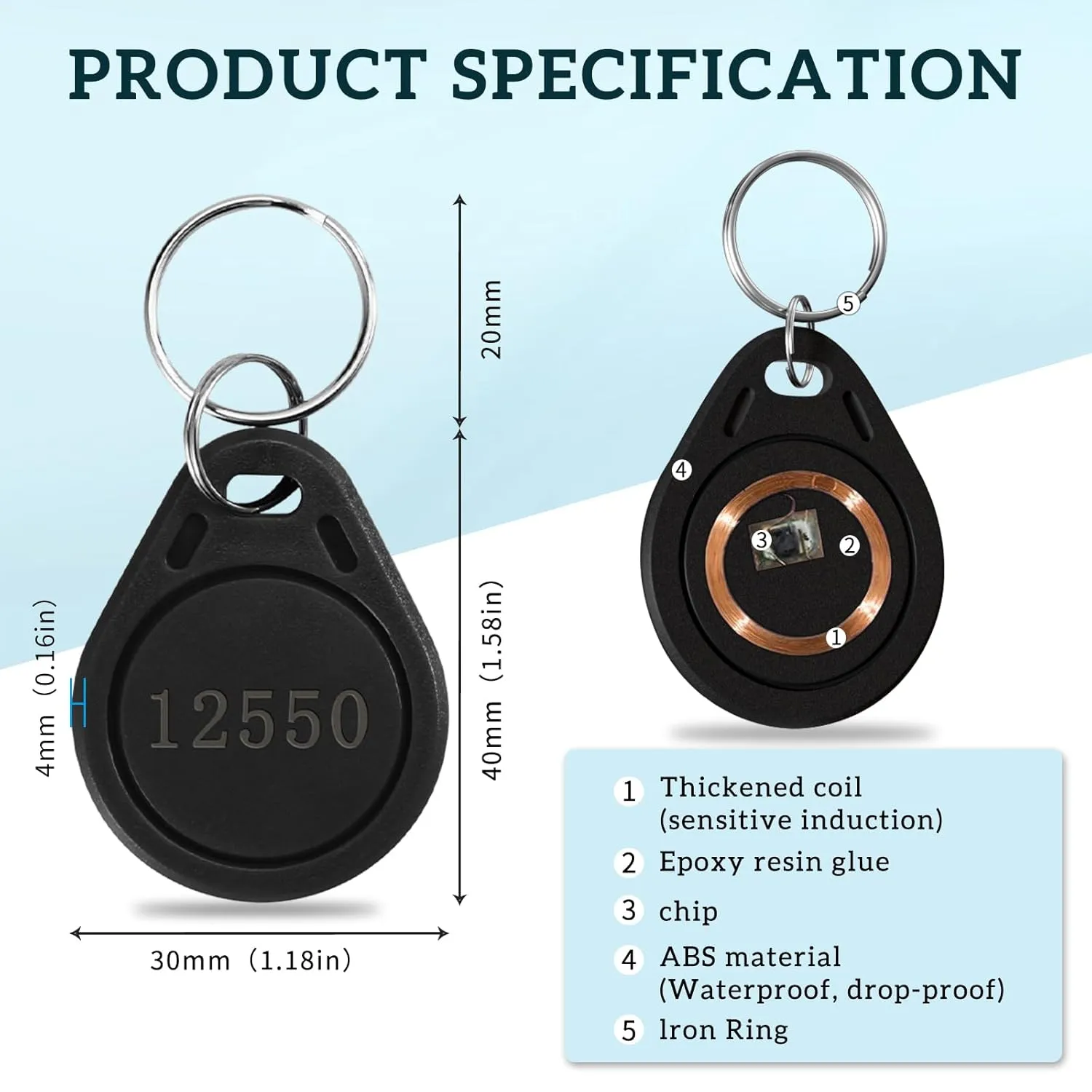 10 pcs 26 Bit Key Fobs Black RFID Keyfobs Writable Proximity Fob 125kHz Prox Cards Compatable with ISOProx 1386 1326 1346 H10301 Format Readers, Works with Vast Majority of Access Control Systems