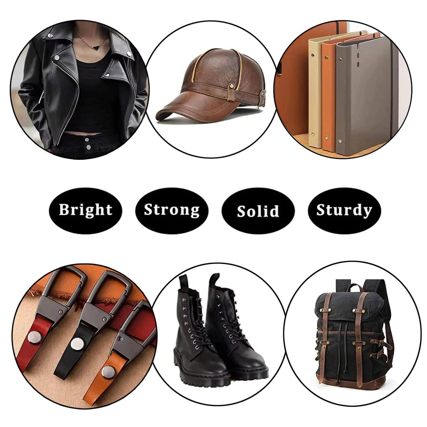 100 Sets Screw Rivets for Leather 5/16 Inches Kit in 5 Colors Chicago Screw Rivets Bolts ，for DIY, Handbags, Belts, Binding, Photo Albums, & Shoes （M5*8 Black Silver Gold Copper Rose Gold）