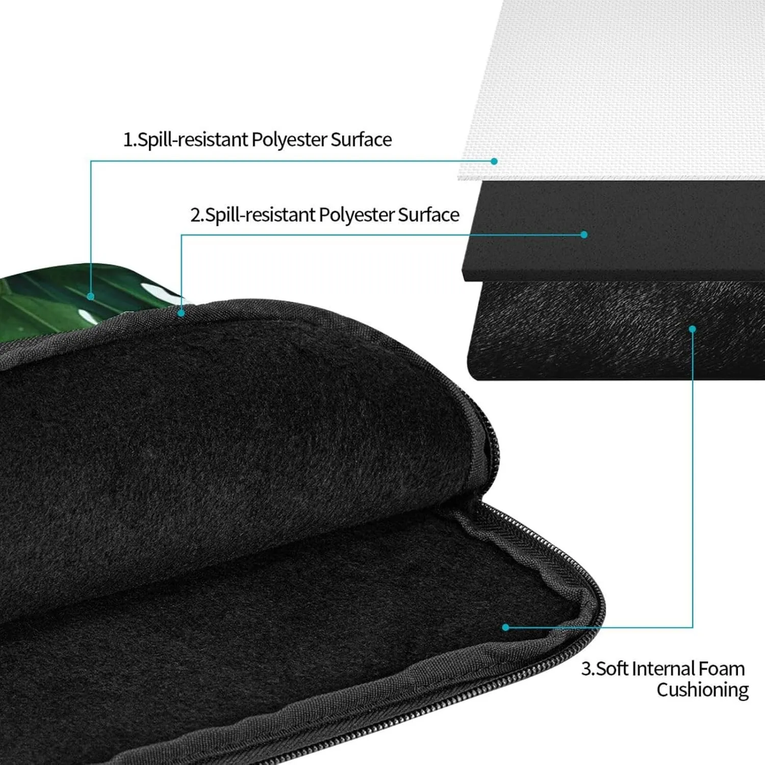 12 Inch Laptop Sleeve Bag Waterproof Shockproof Laptop Case Bag Banana Leaves Computer Skin Bags Lightweight Tablet Carrying Case