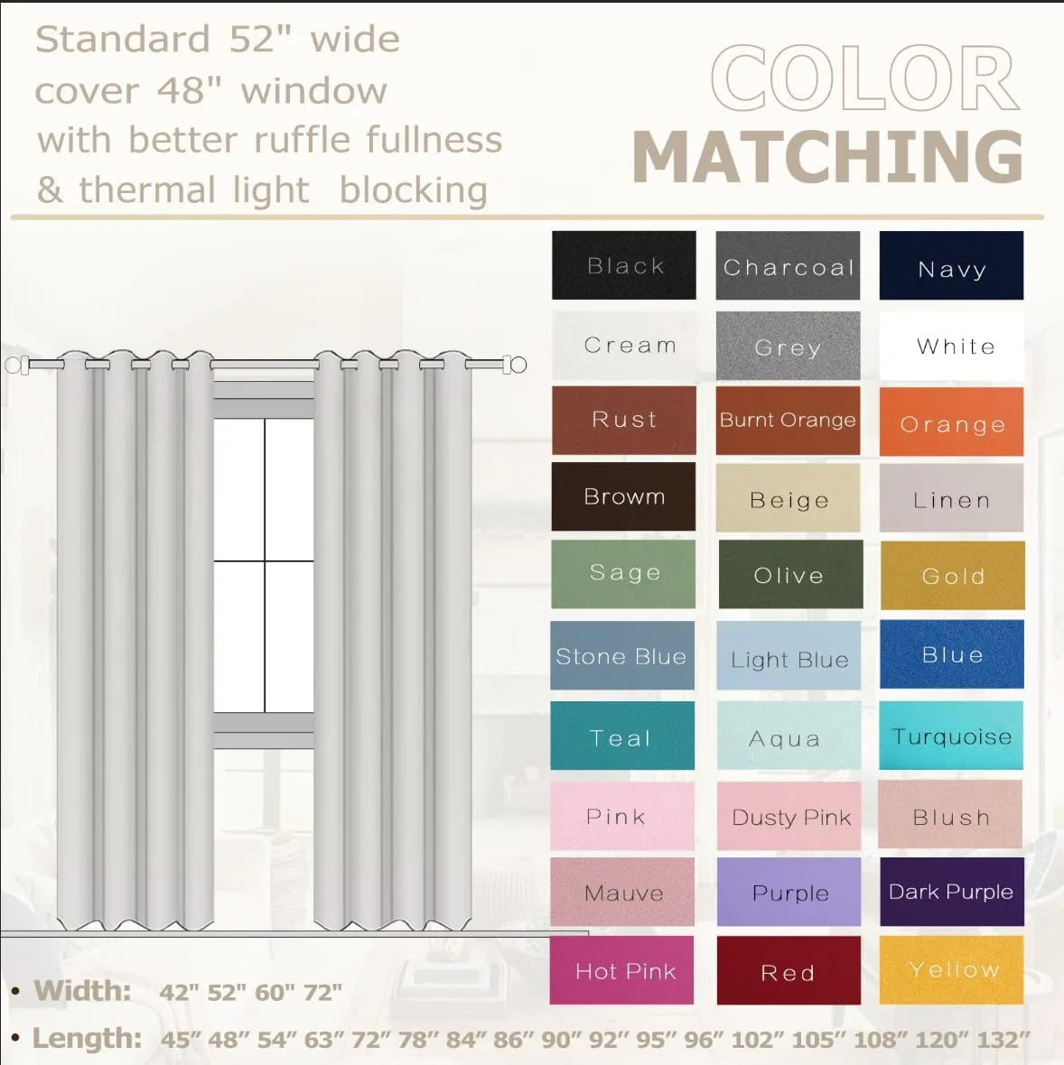 120 Inches Extra Long Curtains for Living Room 2 Panels Grommet Darkening Insulated Thermal 90% Blackout Drapery Tall Ceiling Curtain for Large Big Window Treatments Ideas Drapes,Cream/Off White/Ivory