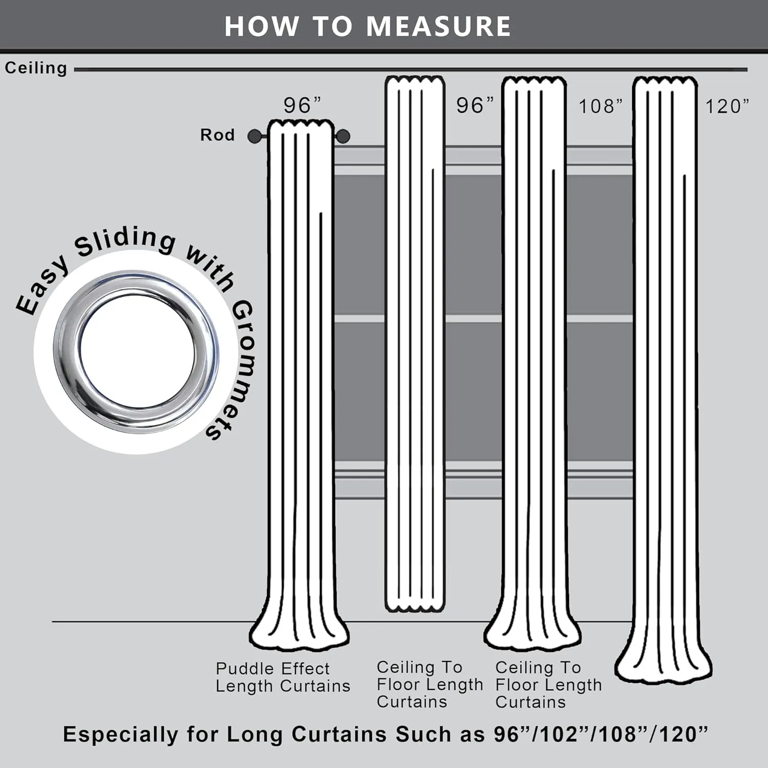 120 Inches Extra Long Curtains for Living Room 2 Panels Grommet Darkening Insulated Thermal 90% Blackout Drapery Tall Ceiling Curtain for Large Big Window Treatments Ideas Drapes,Cream/Off White/Ivory