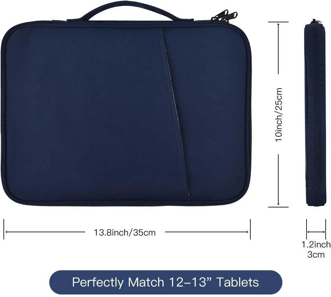 12.9 Inch Tablet Carrying Bag for Samsung Galaxy Tab S9  Plus/S8 /S7  Plus/S7 FE 12.4" & 13 inch iPad Pro M4, iPad Air M3 M2 2025 2024, Surface Pro 11 Snapdragon,10,9,8,X,7 ,7,6,5,4,3 Sleeve Case-Blue