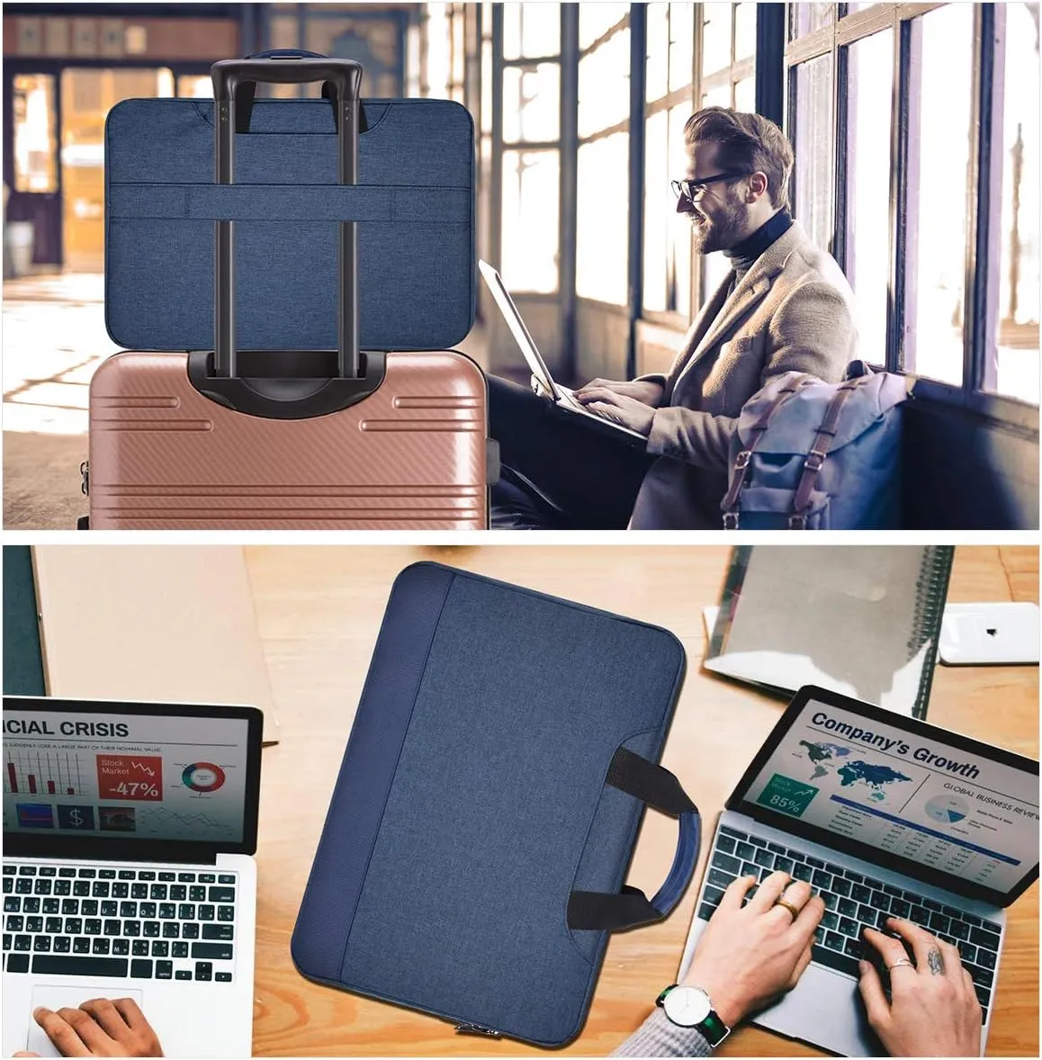 14-15 Inch Laptop Sleeve Case Men Women Bag for MacBook Pro 14 M4/M3/M2, Macbook Air 15 M4/M3, HP Pavilion/Chromebook 14, Dell Inspiron 13 5000, Lenovo Acer ASUS Chromebook 14, Surface 15 Case, Blue