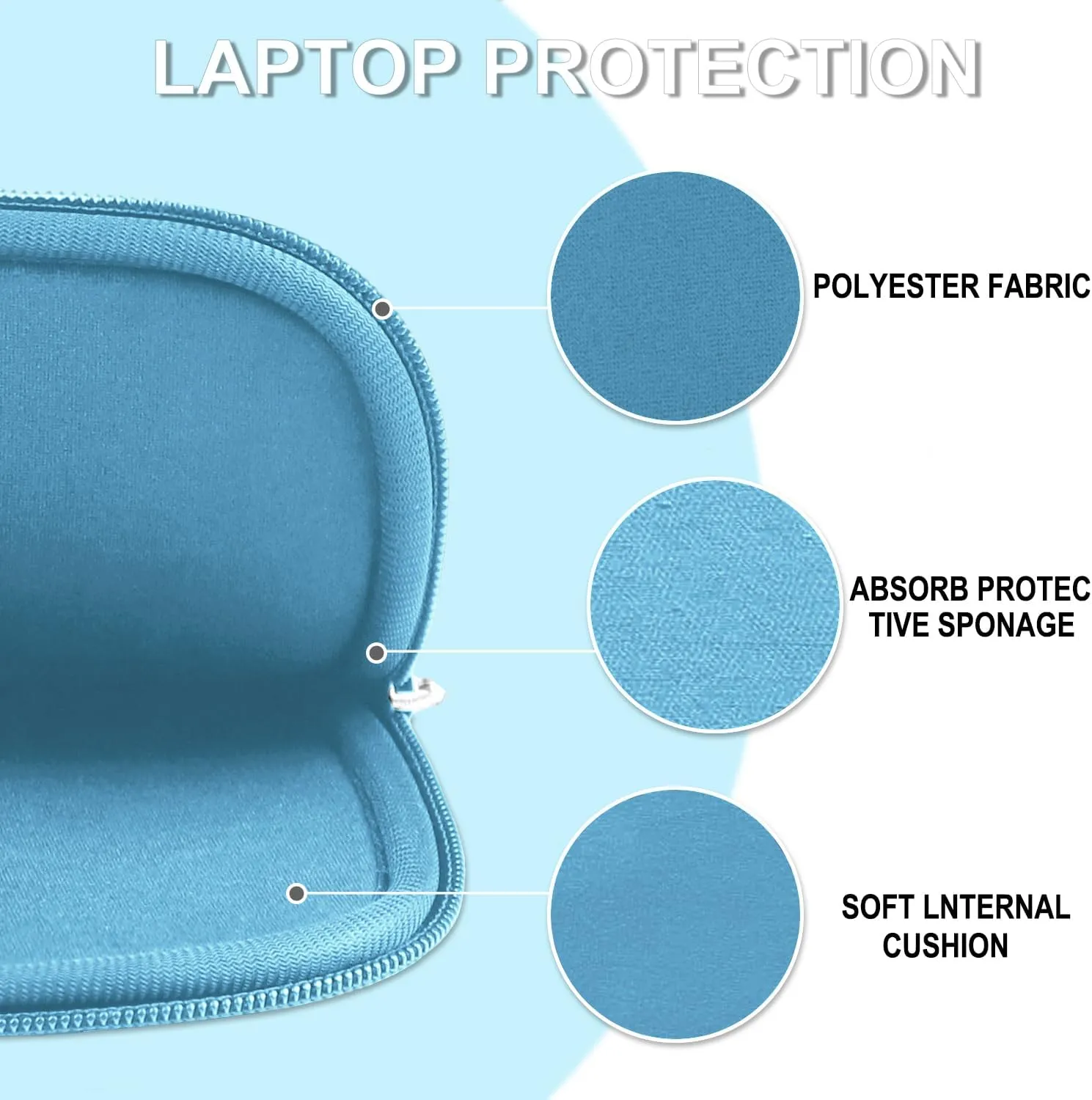 14 inch Laptop Sleeve Case, Shockproof Protective Laptop Cover Briefcase Carrying Computer Bag with Accessory Pocket Portable Computer Sleeve for 14" MacBook, HP, Dell, Lenovo, Acer, Light Blue