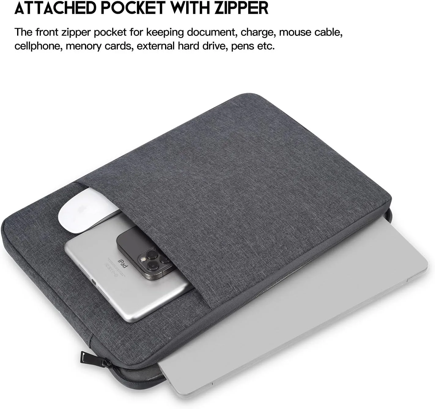 15 inch Laptop Sleeve Case for 2025 2024 MacBook Air 15 inch with Apple M2 M3 M4 Chip A2941 A3114 A3241, Water-Resistant Shockproof Carrying Bag Cover -Space Gray