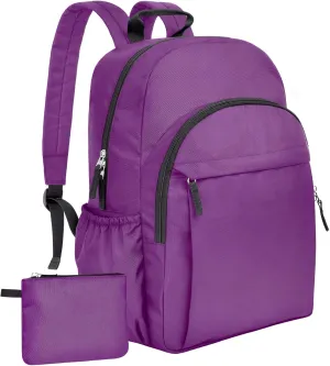 15.6 inch Basic Backpack for Men, Travel Backpacks Carry on, Water Resistant School Backpacks for Teens, College Back Pack Bookbag for Boys Girls, Work Backpack for Women (Purple)