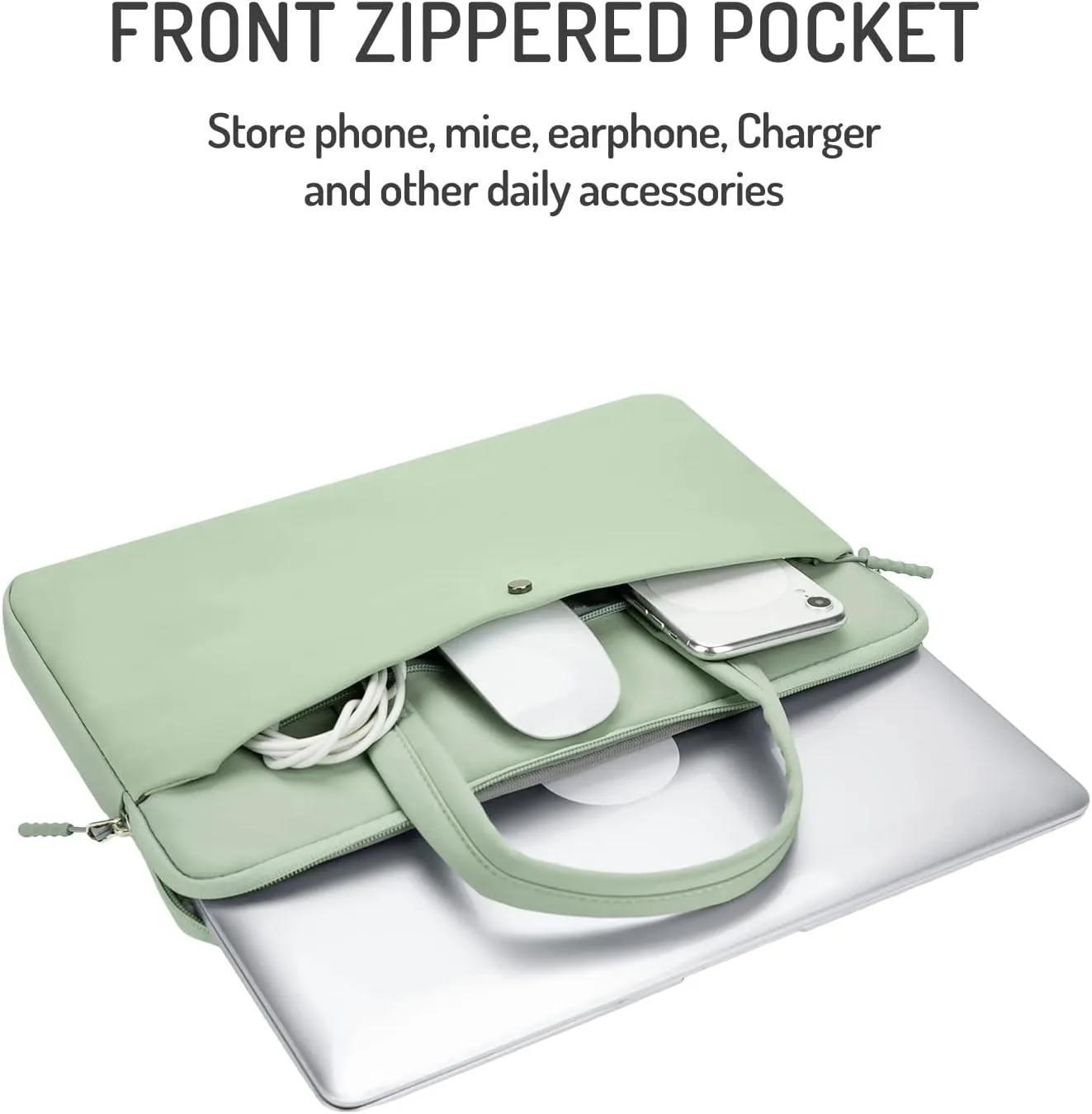 15.6 Inch laptop Case Carrying Bag Sleeve Cover, Waterproof Soft Small Briefcase for 15 15.6 16 inch Acer Asus Dell HP Thinkpad Chromebook Computer Notebook, Green