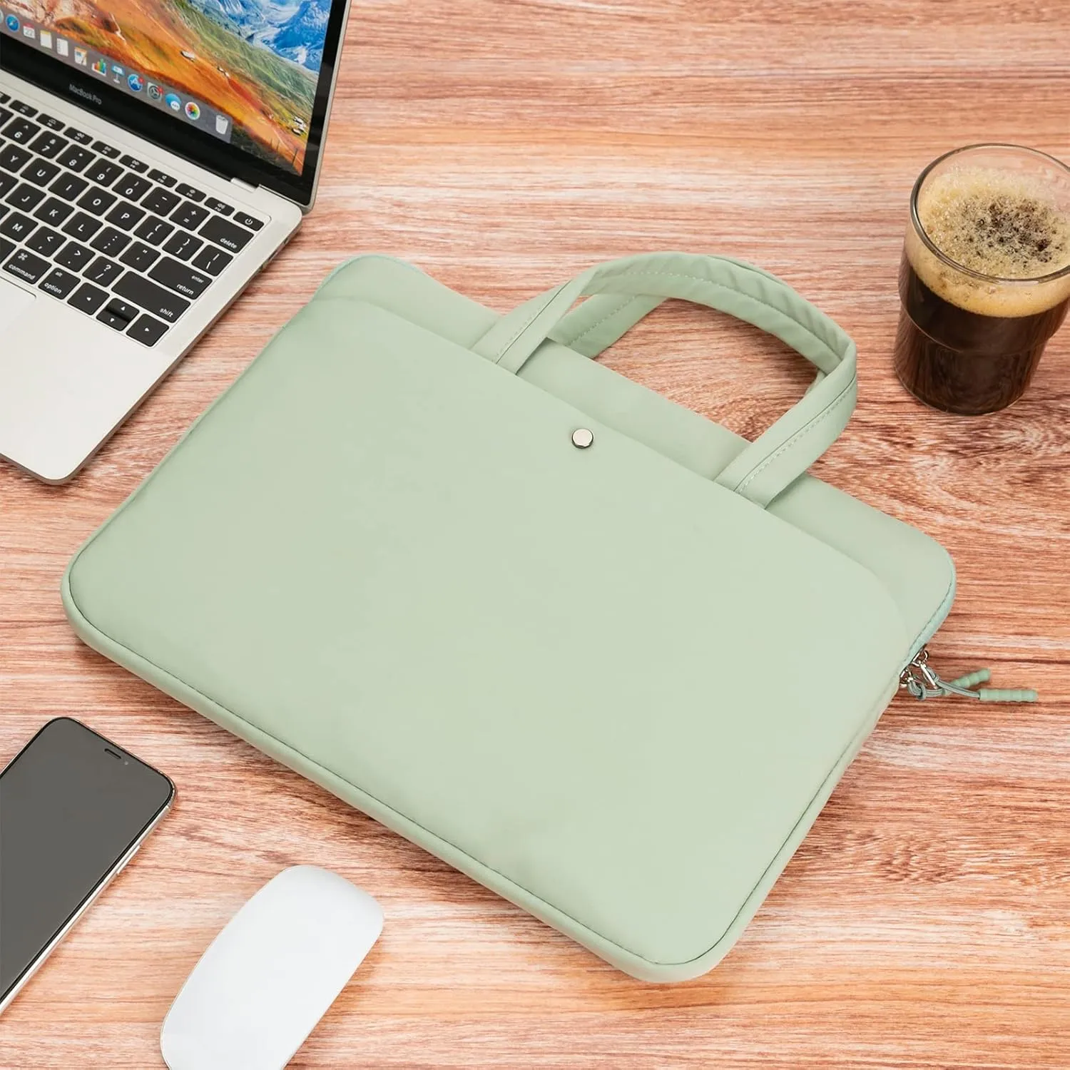 15.6 Inch laptop Case Carrying Bag Sleeve Cover, Waterproof Soft Small Briefcase for 15 15.6 16 inch Acer Asus Dell HP Thinkpad Chromebook Computer Notebook, Green