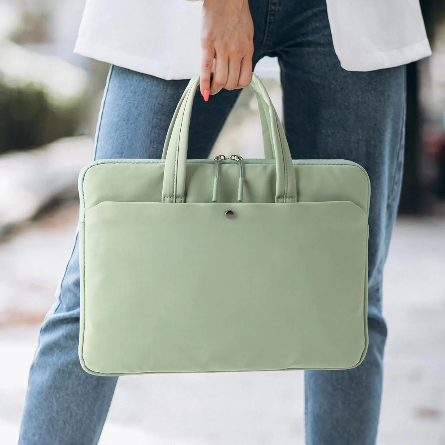 15.6 Inch laptop Case Carrying Bag Sleeve Cover, Waterproof Soft Small Briefcase for 15 15.6 16 inch Acer Asus Dell HP Thinkpad Chromebook Computer Notebook, Green