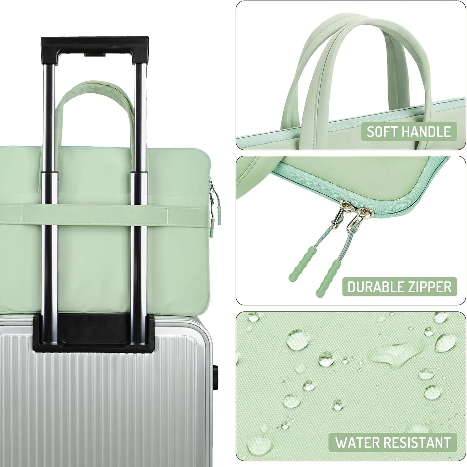 15.6 Inch laptop Case Carrying Bag Sleeve Cover, Waterproof Soft Small Briefcase for 15 15.6 16 inch Acer Asus Dell HP Thinkpad Chromebook Computer Notebook, Green