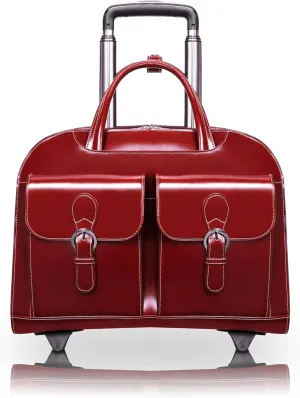 15" Leather Wheeled Ladies' Laptop Briefcase