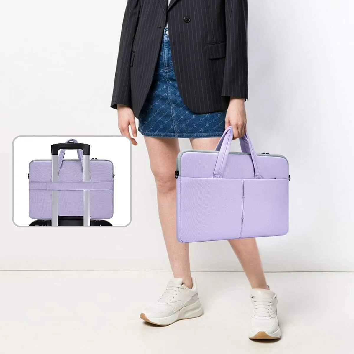 17 17.3 Inch Laptop Bag Women for Dell Inspiron/HP Envy/LG Gram 17"/ ASUS ROG Strix/Razer Blade Pro 17/Lenovo Acer, Laptop Sleeve Case with Shoulder Straps Carrying Handbag, Purple