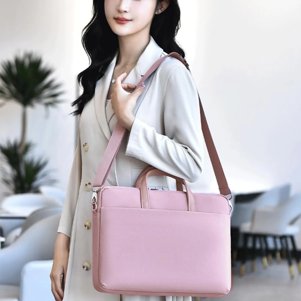 17 17.3 inch Laptop Case Waterproof Laptop Sleeve Cover Women Computer Carrying Shoulder Bag Compatible with ASUS Vivobook 17.3", Acer Nitro 5 17.3", LG Dell MSI HP 17 17.3" Notebooks, Pink