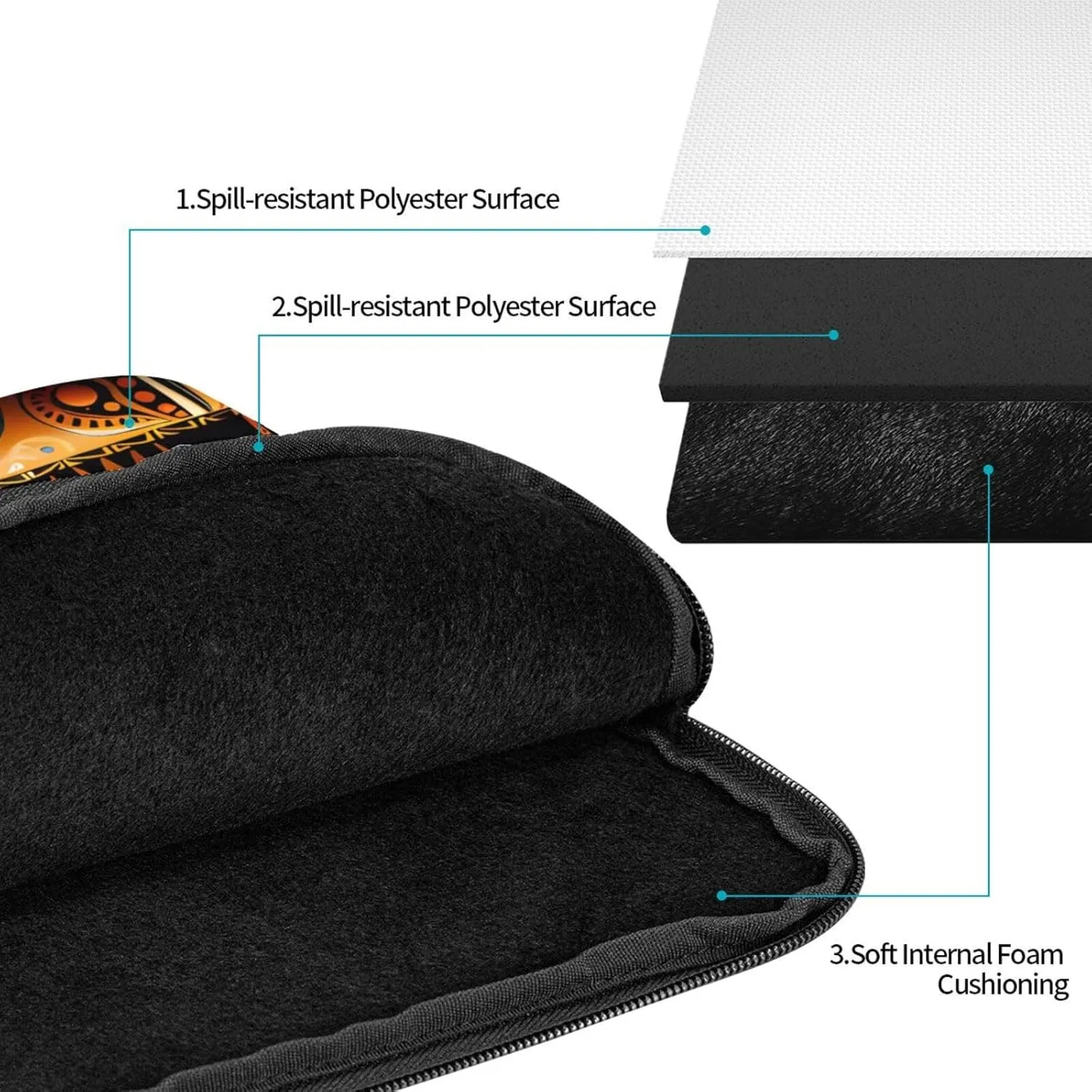 17 Inch Laptop Case Computer Sleeve Shockproof Water-Resistant Notebook Case Bag for Business Travel and Daily Use Primitive Totem Prints