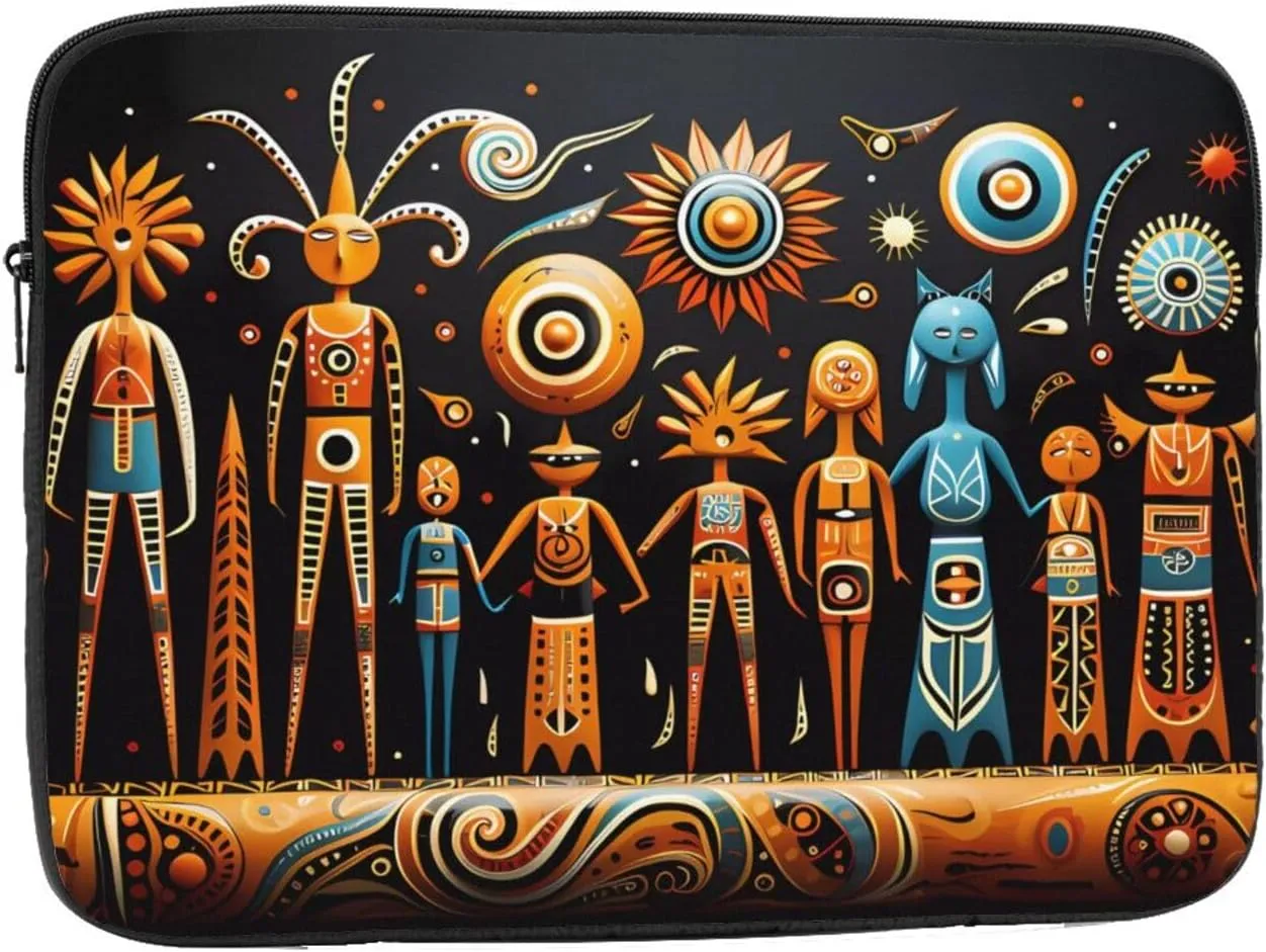 17 Inch Laptop Case Computer Sleeve Shockproof Water-Resistant Notebook Case Bag for Business Travel and Daily Use Primitive Totem Prints