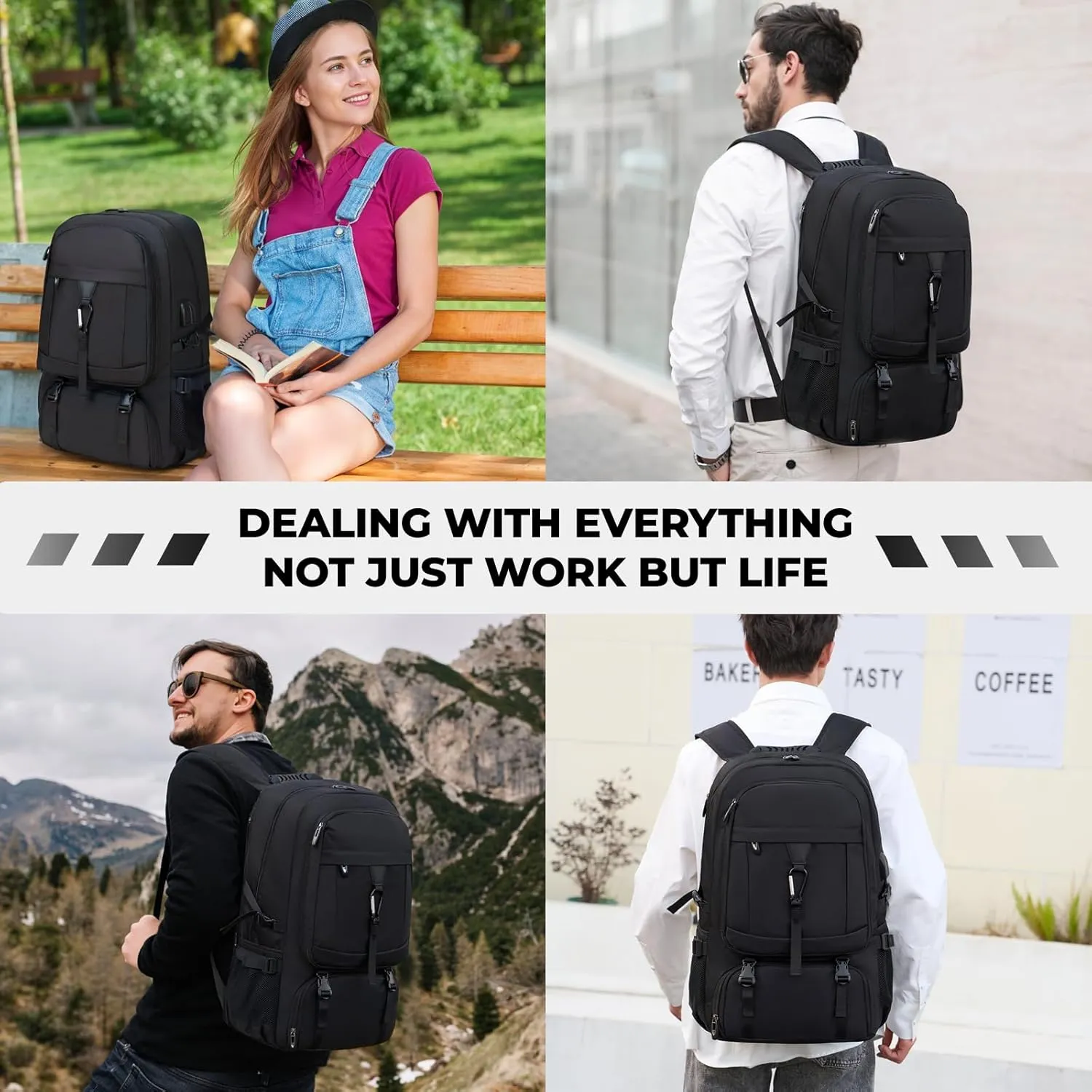 18.4 Inch gym backpack with shoe compartment,80L Multiple Compartments Backpacks, Airline Approved Carry on Travel Daypack Anti Theft with USB Charging Port,for Men Women Travel Work Business