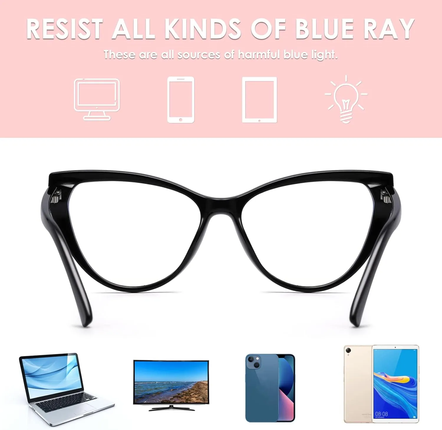 2 Pack Cat Eye Blue Light Blocking Glasses for Women Trendy TR90 Frame Anti Blue Ray Eyesatrain Computer Eyeglasses