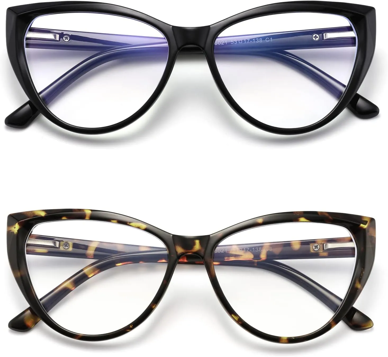 2 Pack Cat Eye Blue Light Blocking Glasses for Women Trendy TR90 Frame Anti Blue Ray Eyesatrain Computer Eyeglasses