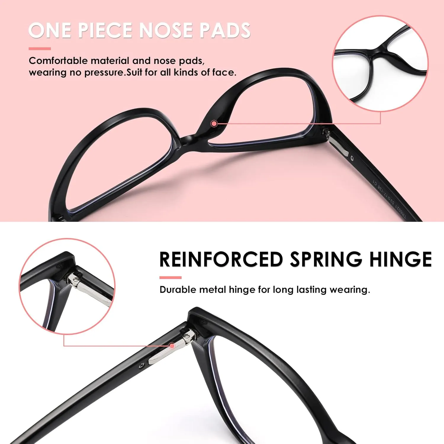 2 Pack Cat Eye Blue Light Blocking Glasses for Women Trendy TR90 Frame Anti Blue Ray Eyesatrain Computer Eyeglasses