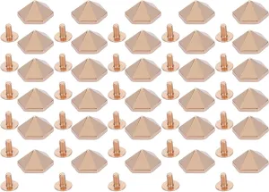 30 Sets Hex Pointed Screwback Rivet, Hex Screw Rivet Hex Pointed Rivet 15mm Zinc Alloy 6mm Crossing for Handbag Shoe Clothing with Easy Installation (Gold)