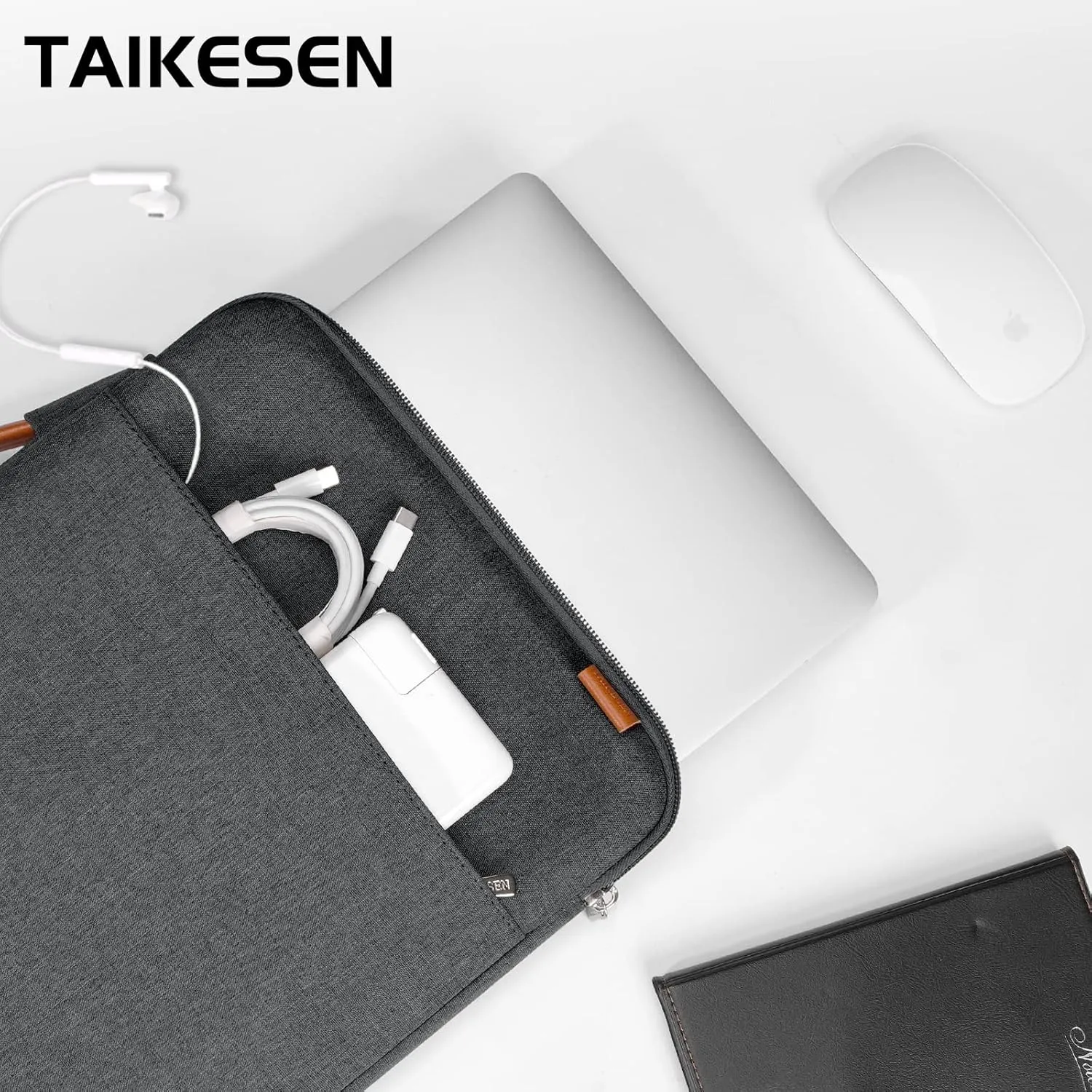 360° Protective Laptop Sleeve Bag for 15.6-16.3 inch, Portable Bag for HP Dell Asus Acer Gaming Notebook Computer with Hard Shell Case, Splash-Resistant Case with Accessory Pocket, Grey