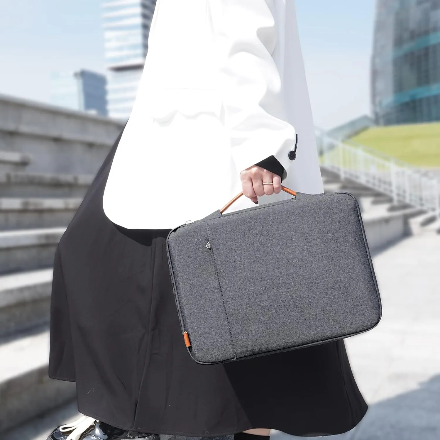 360° Protective Laptop Sleeve for 15-inch New MacBook Air, 16-inch MacBook Pro/Max M4/M3/M2/M1 A2991 A2780 A2485 A2141, Shockproof, Splash-Resistant Bag Case with Accessory Pocket, Grey