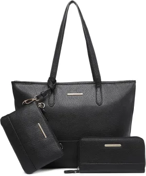 3PCS Purses and Handbags for Women Large Tote Crossbody Bag PU Leather Top Handle Shoulder Satchel Purse with Wallet
