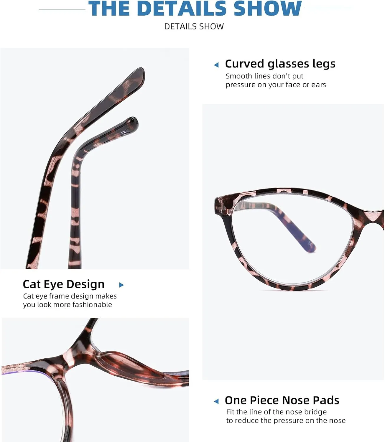 4 Pack Reading Glasses Blue Light Blocking for Women,Designer Cat Eye Frame Ladies Computer Readers,Anti Glare/UV Ray Eyeglasses 1.75