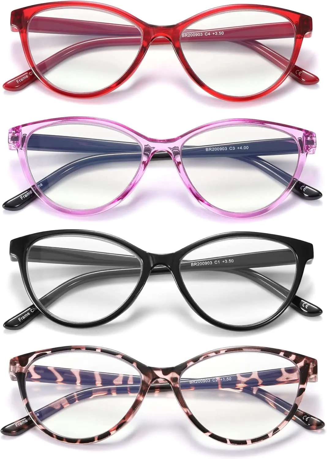 4 Pack Reading Glasses Blue Light Blocking for Women,Designer Cat Eye Frame Ladies Computer Readers,Anti Glare/UV Ray Eyeglasses 1.75
