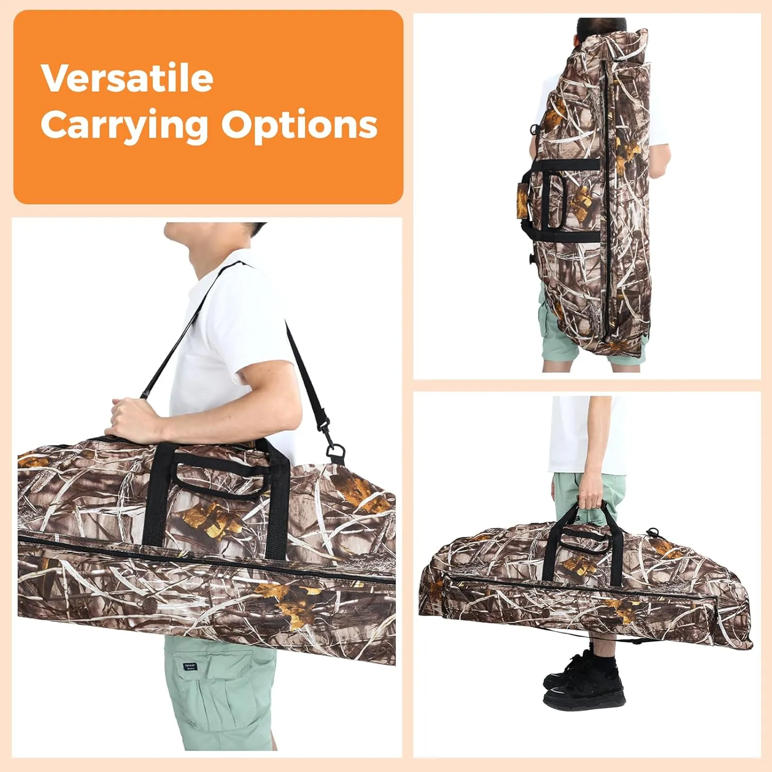 45.3*17.7Inch Compound Bow Case & Arrow Quiver, Multi-Pocket Bow Carry Bag for Archery Accessories, Protective Bow Carrying Case with Cushion Layer, Portable with Adjustable Shoulder Strap Back Straps Handles