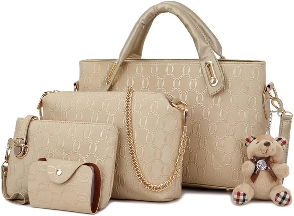 4pcs Set Handbags for Women Shoulder Bag Purse Card Holder Shopper Tote Satchels
