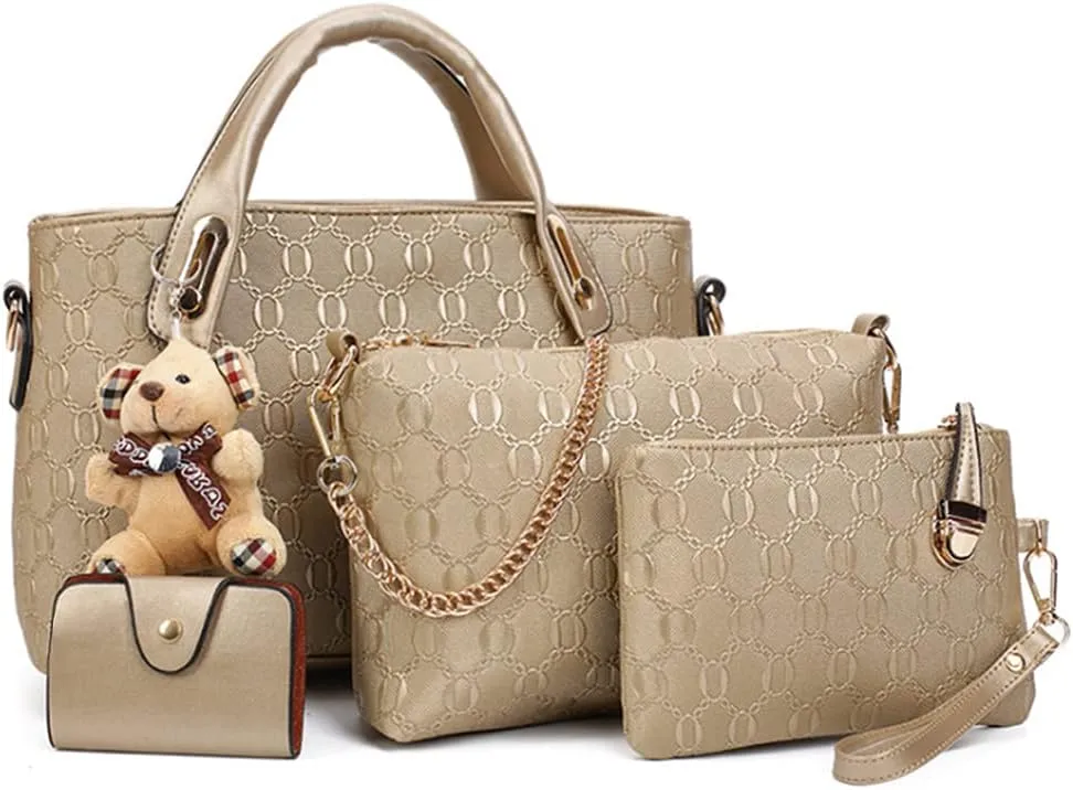 4pcs Set Handbags for Women Shoulder Bag Purse Card Holder Shopper Tote Satchels