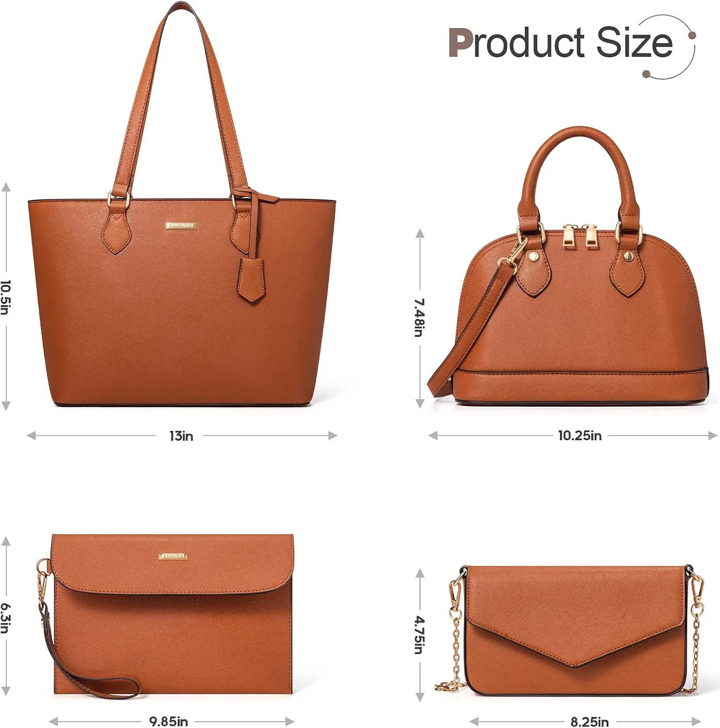 4PCS Women Fashion Handbags Purses Wallet Shoulder Bags Casual Tote Bag Crossbody Bags, Handbag Set Gift for Ladies Girls
