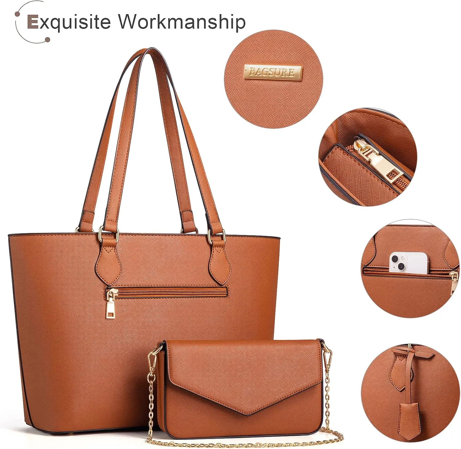 4PCS Women Fashion Handbags Purses Wallet Shoulder Bags Casual Tote Bag Crossbody Bags, Handbag Set Gift for Ladies Girls