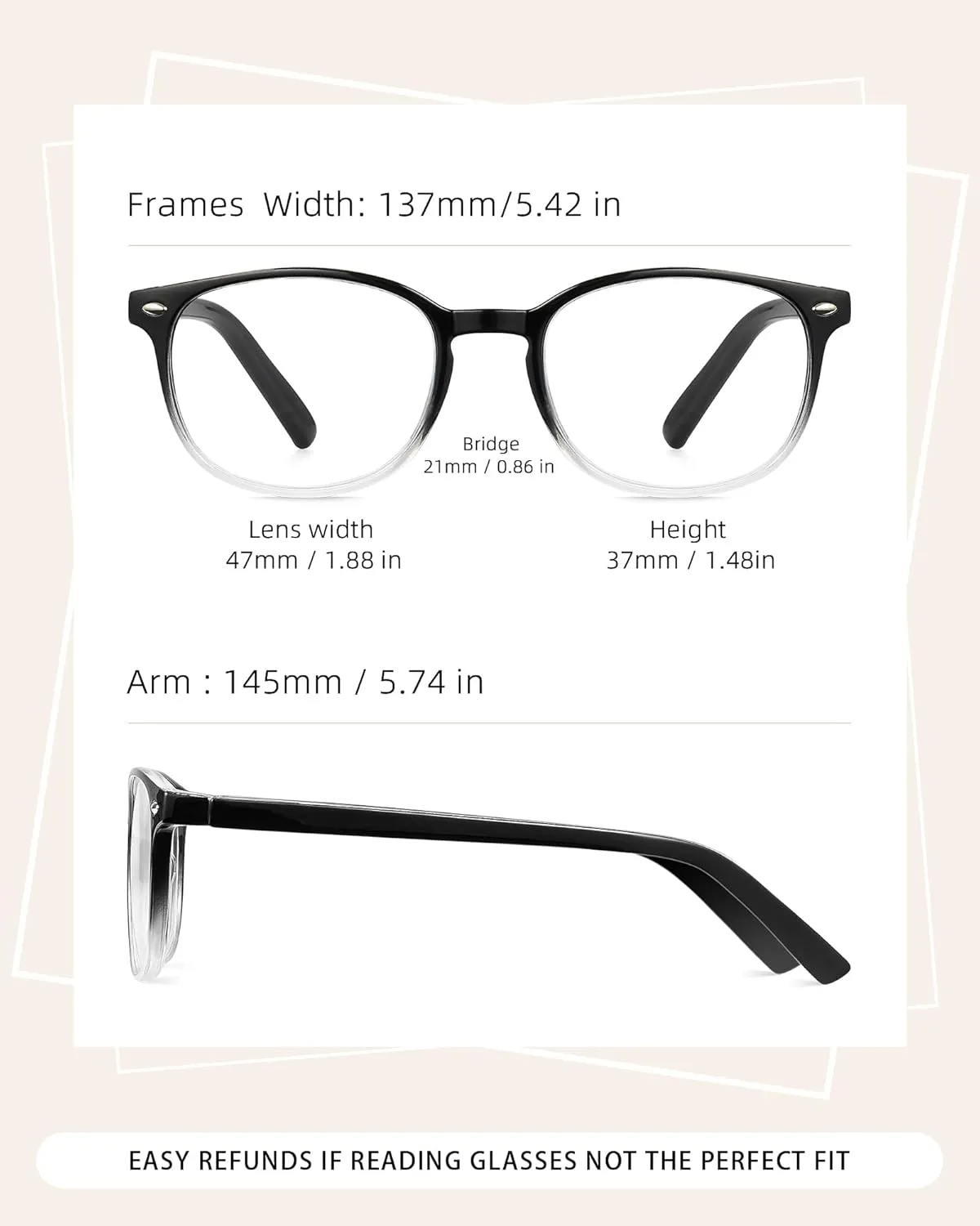 5 Pack Reading Glasses For Women, Blue Light Blocking Computer Reader Spring Hinge Eyeglasses