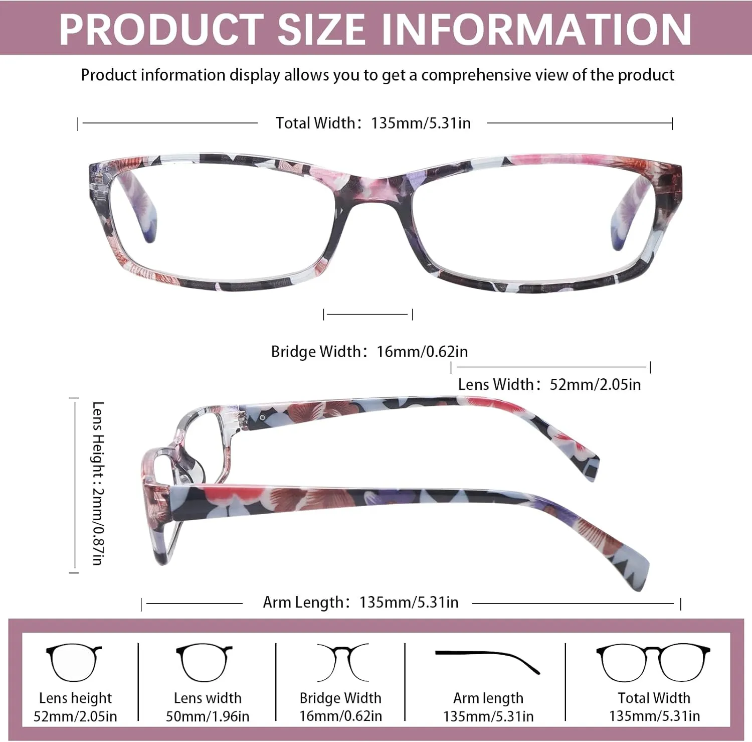 5 Pack Reading Glasses for Women, Blue Light Blocking Computer Readers, Ease Blurry Vision Dry Eyes Anti UV Glare