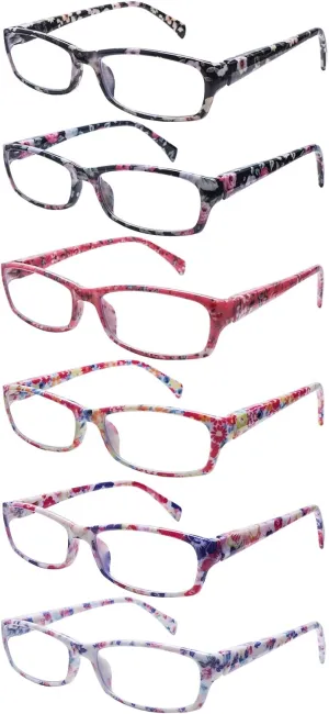 5 Pack Reading Glasses for Women, Blue Light Blocking Computer Readers, Ease Blurry Vision Dry Eyes Anti UV Glare
