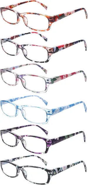 5 Pack Reading Glasses for Women, Blue Light Blocking Computer Readers, Ease Blurry Vision Dry Eyes Anti UV Glare