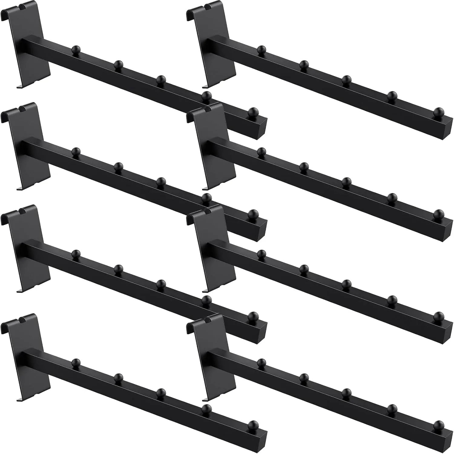 8 Pack Gridwall Waterfall Faceout with 5 Balls 12 Inch Gridwall Clothes Hanger Gridwall Waterfall Faceout Hooks Rectangular Tube Display for Wire Grid and Grid Wall (8, Black)