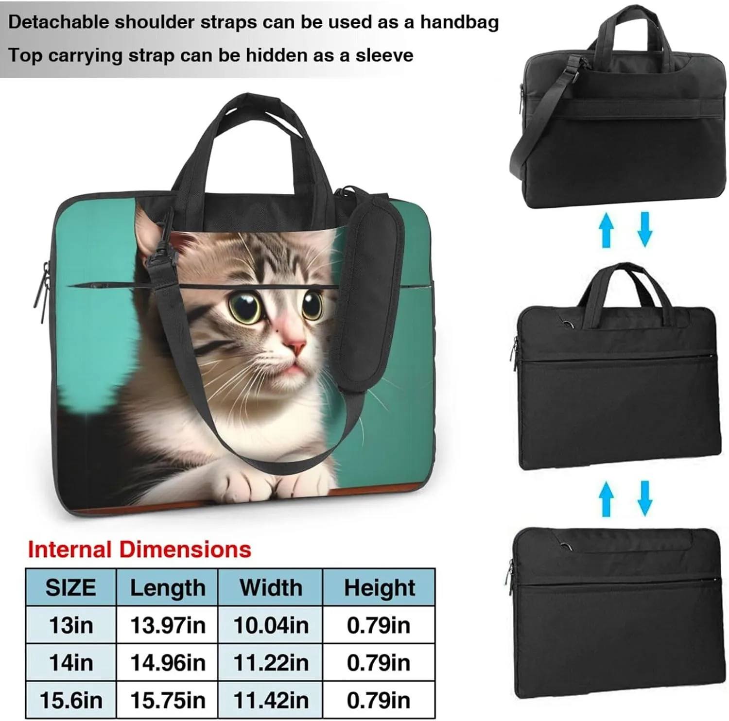 A curious cat Pattern Laptop Bag - with Soft Interior, Multiple Pockets - Ideal for Men, Travel and Business