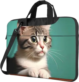 A curious cat Pattern Laptop Bag - with Soft Interior, Multiple Pockets - Ideal for Men, Travel and Business