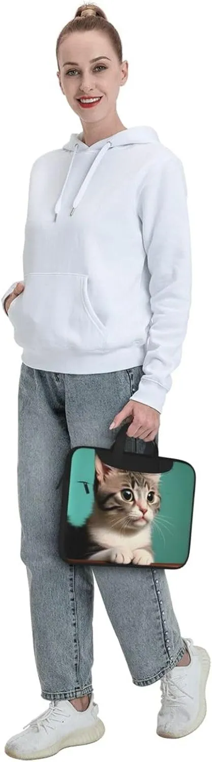 A curious cat Pattern Laptop Bag - with Soft Interior, Multiple Pockets - Ideal for Men, Travel and Business