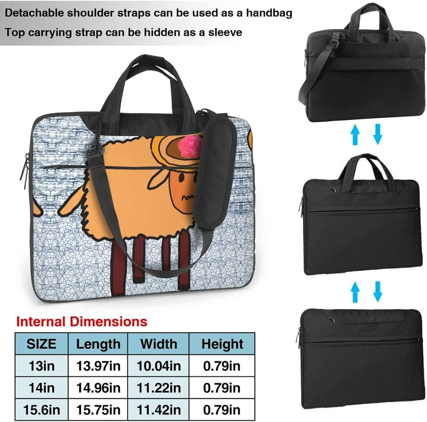a minority sheep picture Ultra-thin portable shoulder laptop bag Stylish and Protective Shockproof soft lining