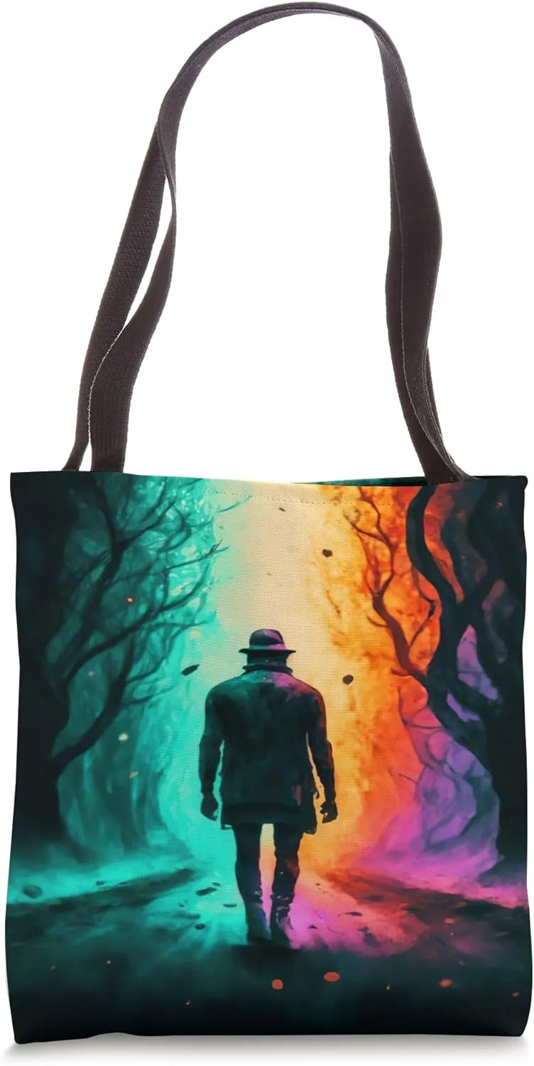 A Solitary Journey, Man Walking Alone into the Night Tote Bag