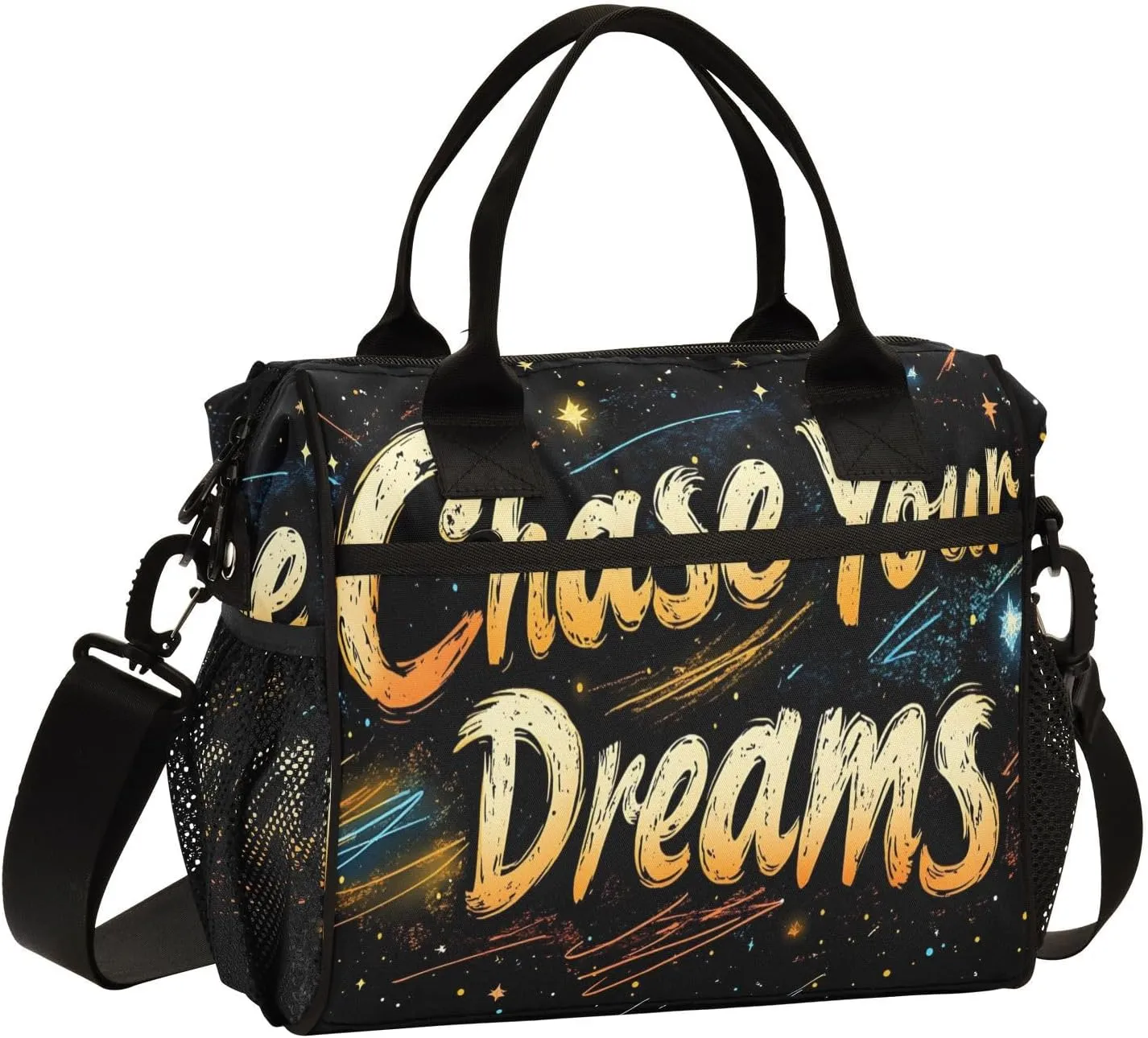 Abstract Chase Dream Lunch Bag Lunch Box for Women Men Reusable Lunch Tote Shoulder Bag Leakproof Thermal Insulated Lunch Containers for Work Picnic Travel