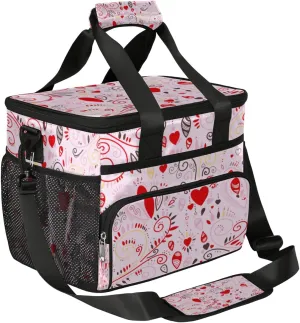 Abstraction Love Heart Insulated Lunch Bag for Women Men Large Adult Leakproof Lunch Box with Adjustable Shoulder Strap Reusable Cooler Tote Bag for Work Office Picnic Beach
