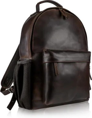 Access Denied Handmade Leather Backpack - Outer Pocket Fits 15.6" Laptop - Professional Genuine Leather Backpack for Men