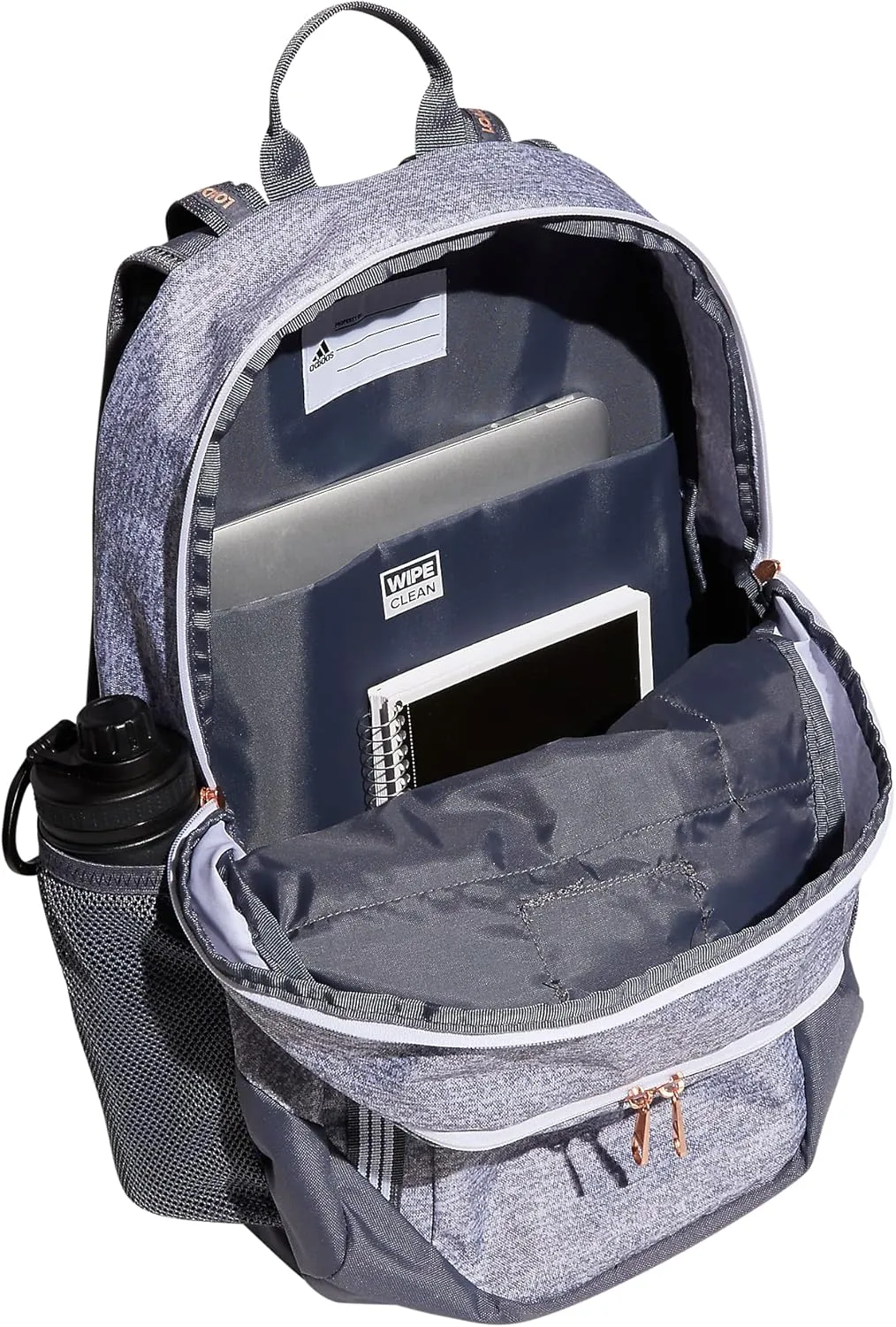 adidas Excel Laptop Durable Large Athletic Gym Backpack Bag, Jersey Grey/Onix Grey/Rose Gold, One Size
