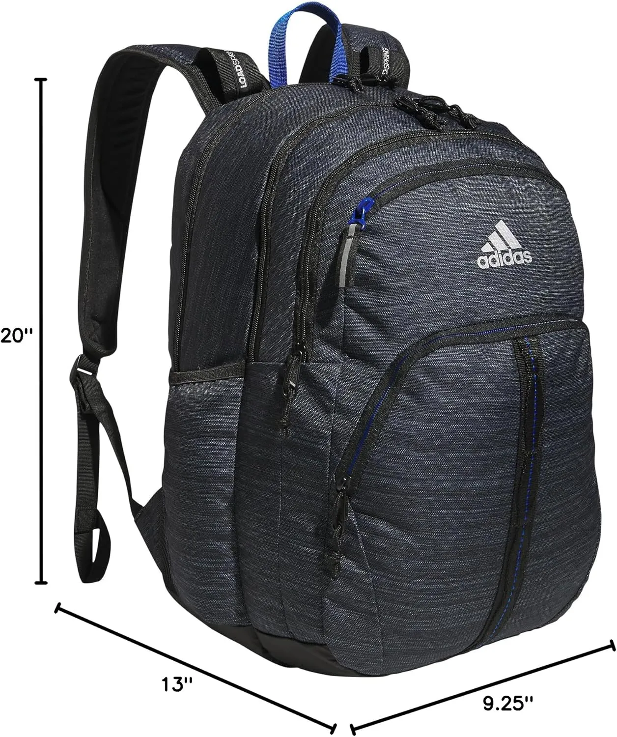 adidas Prime Work, Bag, Travel Backpack for Women and Men with Padded Compartment for Laptop, Two Tone Black/Team Royal Blue/2, One Size